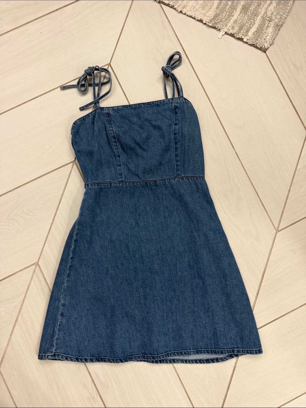 Free People Boyish Denim Tie-Shoulder Mini Dress - Blue